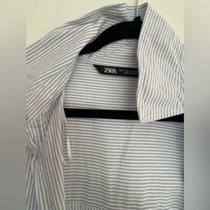 Zara Oversized Blue Striped Button Down